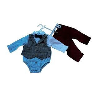 Little Lad BABY Boys Dress up  outfit, size 3-6 mos, NEW! Vest & Bow Tie!